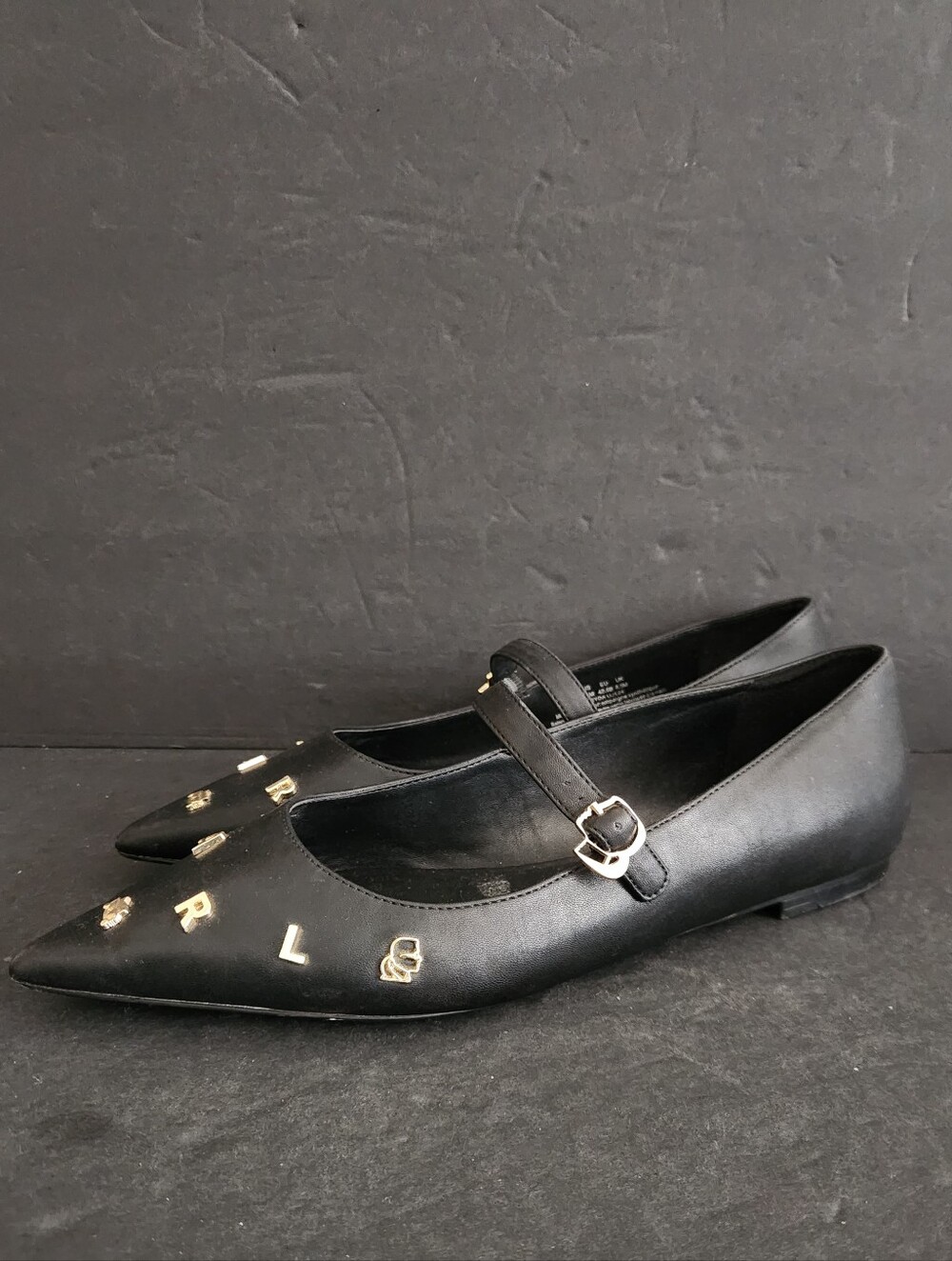 Karl Lagerfeld Paris Veyda Mary Jane Flats 11M  Studded Satin Edgy Balletcore